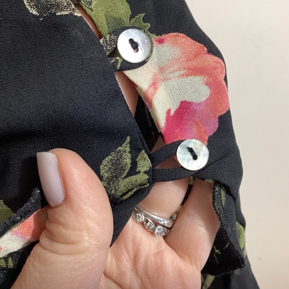 90s Y2K Vintage CDC Cardigan Floral Ruffle Topper Size 8 - Picture 14 of 16